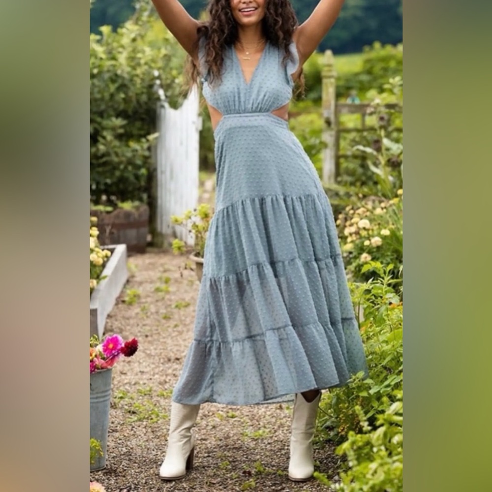 NWT Cut-out Maxi Sundress with Flutter Sleeves